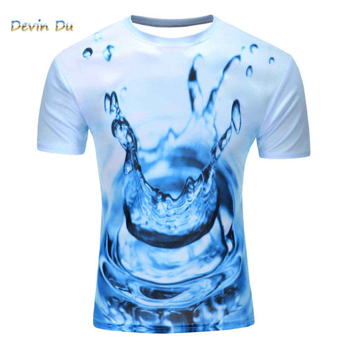 2017 High Quality Water Droplets Move Printed 3D T-shirts Punk 3D Short Sleeve T-Shirt M-4XL /6 style Men's T-Shirts