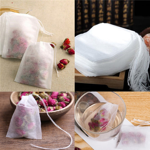 100Pcs/Lot Teabags 5.5 x 7CM Empty Scented Tea Bags With String Heal Seal Filter Paper for Herb Loose Tea Bolsas de te