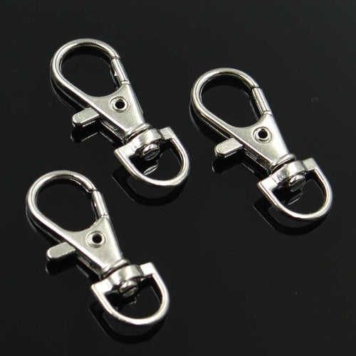 10pcs wholesale Silver rhodium lobster Clasp Clips Key Hook Keychain Split Key Ring Findings Clasps For DIY Keychains Making