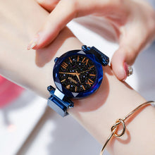 Load image into Gallery viewer, Magnetic quartz fashion watch for women on a magnetic clasp Water resistant dial Starry sky in a diamond style trend of 2019 Buy now!