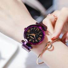Load image into Gallery viewer, Magnetic quartz fashion watch for women on a magnetic clasp Water resistant dial Starry sky in a diamond style trend of 2019 Buy now!