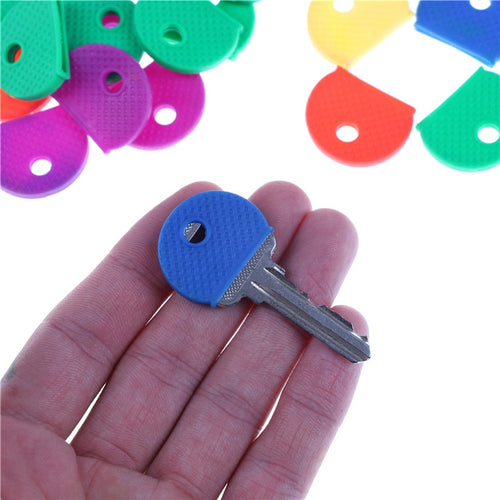 10pcs Fashion Hollow Rubber Key Covers Multi Color Round Soft Silicone Keys Locks Cap Elastic Topper Keyring Case