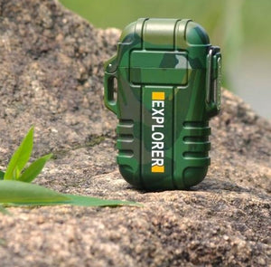 Explorer Outdoor Camouflage Waterproof Windproof Double Arc Pulse Plasma Cigarette Lighter USB Charging  Electric Metal Lighter