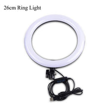 Load image into Gallery viewer, LED Ring Light with Cell Phone Holder Mini Tripod Selfie Fill Lamp Dimmable 3 Light Modes Light Photography Kit For Video Photo