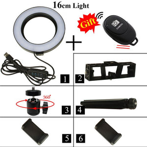 LED Ring Light with Cell Phone Holder Mini Tripod Selfie Fill Lamp Dimmable 3 Light Modes Light Photography Kit For Video Photo