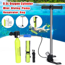 Load image into Gallery viewer, Diving Equipment Mini Scuba Diving Cylinder Oxygen Tank Snorkel Hand Operated Pump Snorkeling Swimming Underwater Breathing