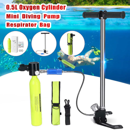 Diving Equipment Mini Scuba Diving Cylinder Oxygen Tank Snorkel Hand Operated Pump Snorkeling Swimming Underwater Breathing