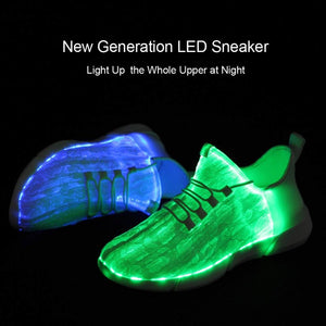 KRIATIV Luminous Sneakers Glowing Fiber Optic Fabric Light Up Shoes for Kids White LED Sneakers Flashing Shoes with Light