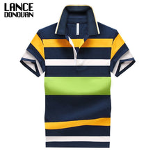 Load image into Gallery viewer, 92% Cotton camisa Men Polo Shirt  2015 Casual Striped Slim short sleeves ASIAN SIZE M-4XL