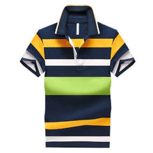 Load image into Gallery viewer, 92% Cotton camisa Men Polo Shirt  2015 Casual Striped Slim short sleeves ASIAN SIZE M-4XL