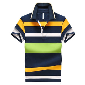 92% Cotton camisa Men Polo Shirt  2015 Casual Striped Slim short sleeves ASIAN SIZE M-4XL