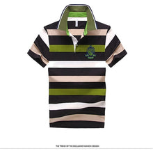 Load image into Gallery viewer, 92% Cotton camisa Men Polo Shirt  2015 Casual Striped Slim short sleeves ASIAN SIZE M-4XL