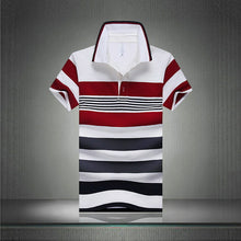 Load image into Gallery viewer, 92% Cotton camisa Men Polo Shirt  2015 Casual Striped Slim short sleeves ASIAN SIZE M-4XL