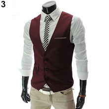 Load image into Gallery viewer, Men&#39;s Classic Formal Business Slim Fit Chain Dress Vest Suit Tuxedo Waistcoat