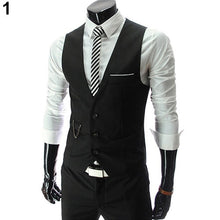 Load image into Gallery viewer, Men&#39;s Classic Formal Business Slim Fit Chain Dress Vest Suit Tuxedo Waistcoat