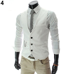 Men's Classic Formal Business Slim Fit Chain Dress Vest Suit Tuxedo Waistcoat