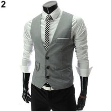 Load image into Gallery viewer, Men&#39;s Classic Formal Business Slim Fit Chain Dress Vest Suit Tuxedo Waistcoat
