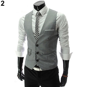 Men's Classic Formal Business Slim Fit Chain Dress Vest Suit Tuxedo Waistcoat
