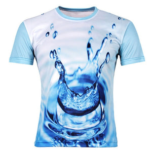 2017 High Quality Water Droplets Move Printed 3D T-shirts Punk 3D Short Sleeve T-Shirt M-4XL /6 style Men's T-Shirts