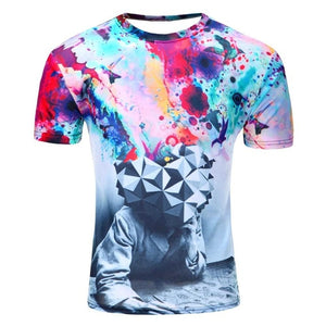 2017 High Quality Water Droplets Move Printed 3D T-shirts Punk 3D Short Sleeve T-Shirt M-4XL /6 style Men's T-Shirts