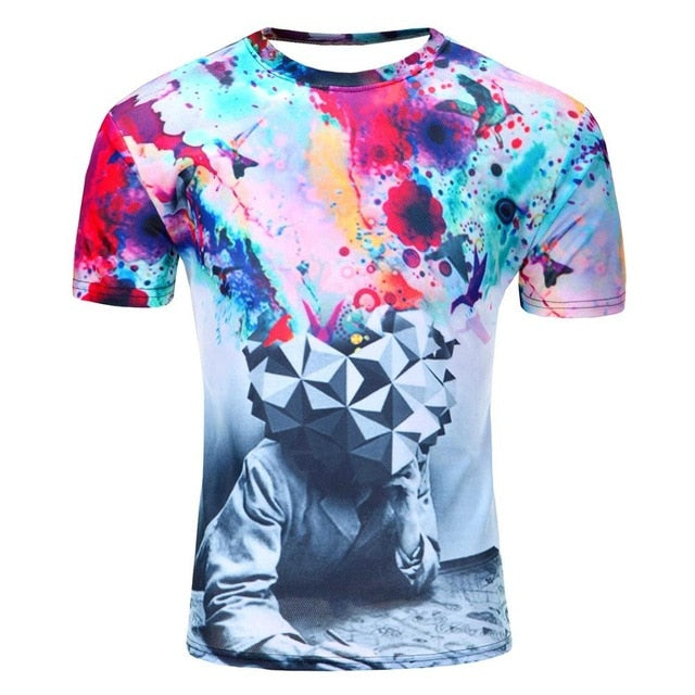 2017 High Quality Water Droplets Move Printed 3D T-shirts Punk 3D Short Sleeve T-Shirt M-4XL /6 style Men's T-Shirts