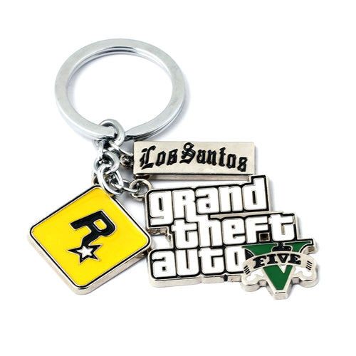 Hot Game PS4 GTA 5 Grand Theft Auto Keychain Key Chain For Fans Xbox PC Rockstar Key Ring Holder 4.5cm Jewelry Llaveros Jewellry