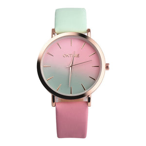 2018 Fashion WristWatch Retro Rainbow Design Women Dress Watch Quartz Leather  Watches gift for lovers Montre Relogio  #D