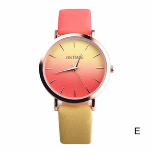 2018 Fashion WristWatch Retro Rainbow Design Women Dress Watch Quartz Leather  Watches gift for lovers Montre Relogio  #D