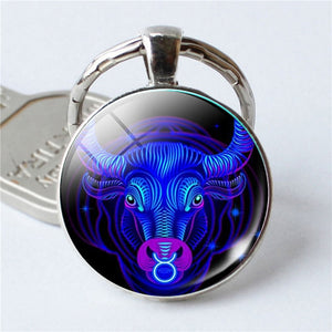 NEW Zodiac Sign Keychain 12 Constellation Leo Virgo Libra Scorpio Sagittarius Pendant Double Face Keyring Key Holder Birthday