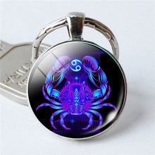 Load image into Gallery viewer, NEW Zodiac Sign Keychain 12 Constellation Leo Virgo Libra Scorpio Sagittarius Pendant Double Face Keyring Key Holder Birthday