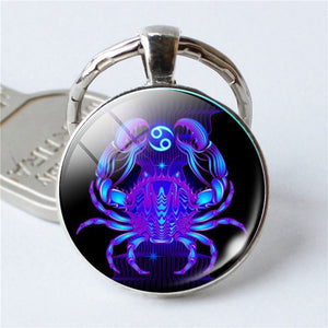 NEW Zodiac Sign Keychain 12 Constellation Leo Virgo Libra Scorpio Sagittarius Pendant Double Face Keyring Key Holder Birthday