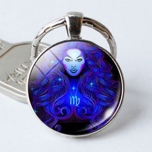 Load image into Gallery viewer, NEW Zodiac Sign Keychain 12 Constellation Leo Virgo Libra Scorpio Sagittarius Pendant Double Face Keyring Key Holder Birthday