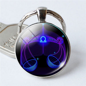 NEW Zodiac Sign Keychain 12 Constellation Leo Virgo Libra Scorpio Sagittarius Pendant Double Face Keyring Key Holder Birthday