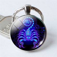 Load image into Gallery viewer, NEW Zodiac Sign Keychain 12 Constellation Leo Virgo Libra Scorpio Sagittarius Pendant Double Face Keyring Key Holder Birthday