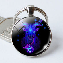Load image into Gallery viewer, NEW Zodiac Sign Keychain 12 Constellation Leo Virgo Libra Scorpio Sagittarius Pendant Double Face Keyring Key Holder Birthday