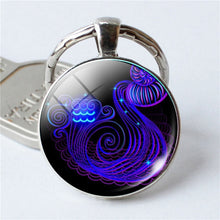 Load image into Gallery viewer, NEW Zodiac Sign Keychain 12 Constellation Leo Virgo Libra Scorpio Sagittarius Pendant Double Face Keyring Key Holder Birthday