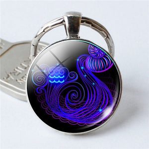 NEW Zodiac Sign Keychain 12 Constellation Leo Virgo Libra Scorpio Sagittarius Pendant Double Face Keyring Key Holder Birthday