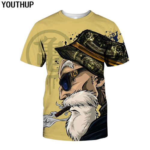 YOUTHUP 2018 Summer T Shirts Men Anime Print Dragon Ball 3D T-Shirt Oogway Tees Master Roshi Men T shirt Streetwear Plus Size
