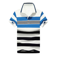 Load image into Gallery viewer, 92% Cotton camisa Men Polo Shirt  2015 Casual Striped Slim short sleeves ASIAN SIZE M-4XL