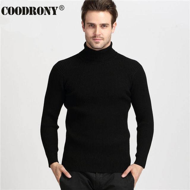 COODRONY Winter Thick Warm Cashmere Sweater Men Turtleneck Mens Sweaters Slim Fit Pullover Men Classic Wool Knitwear Pull Homme