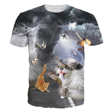 Load image into Gallery viewer, Solar Kitten T-Shirt Cat Vomiting A Waterfall Onto Earth Vibrant 3d Cat Tee Shirt Galaxy Nebula Space T Shirt Tops For Women Men
