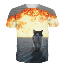 Load image into Gallery viewer, Solar Kitten T-Shirt Cat Vomiting A Waterfall Onto Earth Vibrant 3d Cat Tee Shirt Galaxy Nebula Space T Shirt Tops For Women Men