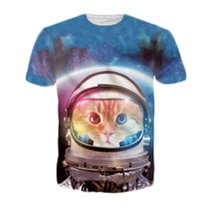 Solar Kitten T-Shirt Cat Vomiting A Waterfall Onto Earth Vibrant 3d Cat Tee Shirt Galaxy Nebula Space T Shirt Tops For Women Men