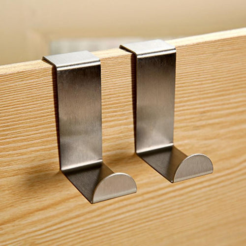 2PC Door Hook Stainless Steel Kitchen Cabinet Clothes Hanger Hanger Hook Bathroom Accessories Hanger Hook