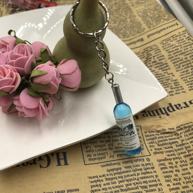Fashion New Women/Men's Fashion Handmade Resin Wine Bottle Key Chains charm Key Rings Alloy Charms Gifts  Wholesale