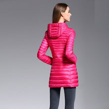 Load image into Gallery viewer, 90% White Duck Down Coat Women Ultra Light Down Jackets 2018 winter New Women Long Down Coat Parka with Hood