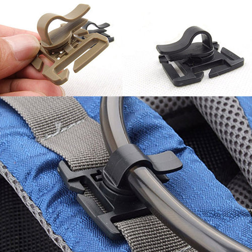 2PCS EDC Drink Tube Clip Gear Water Pipe Hose Clamp Backpack Molle Carabiner Tactical Buckle Outdoor Camping Hike Accessories