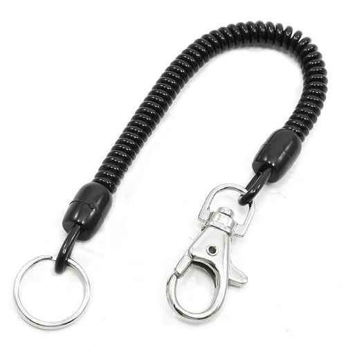 Black Spring Cord Rope Swivel Lobster Clasp Keyring Chain Strap