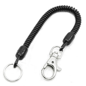 Black Spring Cord Rope Swivel Lobster Clasp Keyring Chain Strap