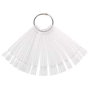MAANGE 12.5cm 30pcs False Nail Art Tips Nail Polish Display Nails Art Palette Color Chart With Ring Clear/ White